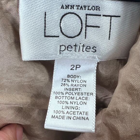 LOFT x Ann Taylor Lace Mini Skirt Black Size 2P Petite Pleated Overlay Cute Goth - Picture 2 of 9